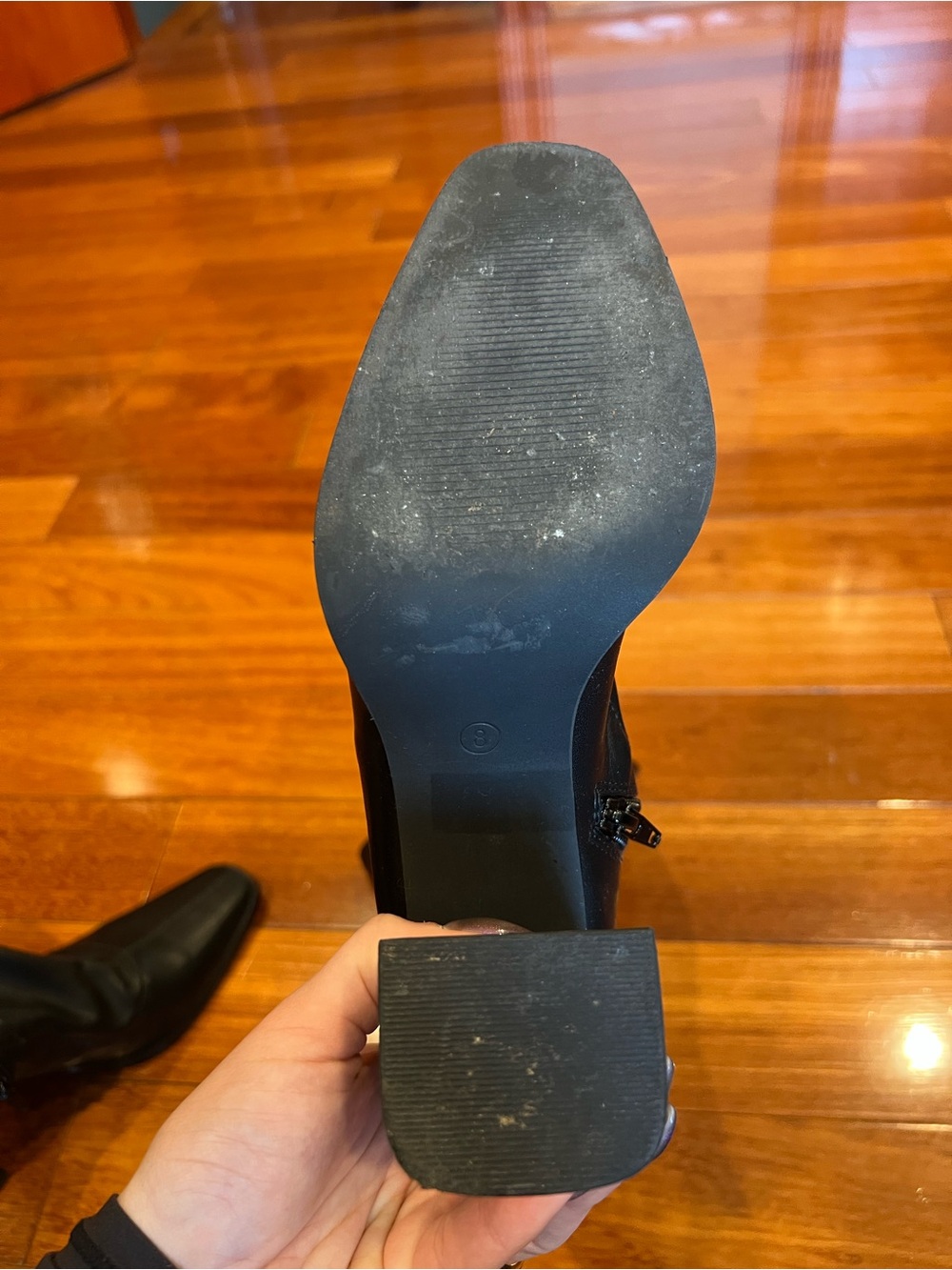 Fashion Nova Black Knee-High Square Toe Block Heel Boots - Picture 7 of 7